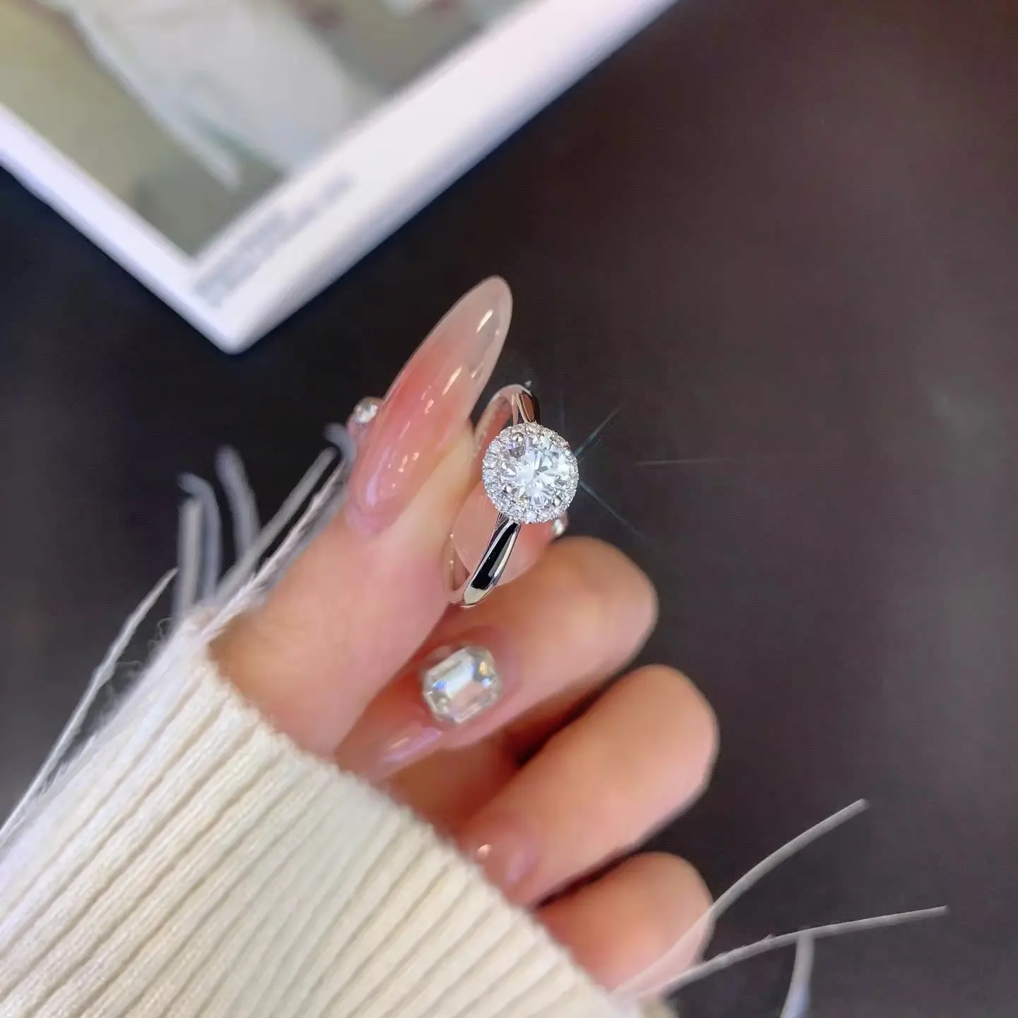 Light Luxury 18K Gold Diamond Ring 9K/14K/18K Gold Lab Grown Diamond 2.76g Engagement Wedding Ring for Women
