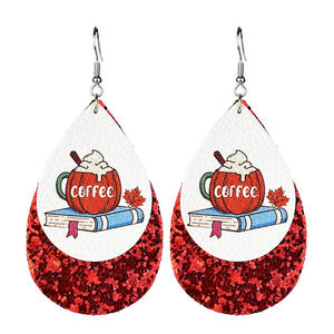 Pendientes de cuero Acción de Gracias Doble brillante Turquía Calabaza Pendientes colgantes para mujeres Uionen 2358 - Product Image 5