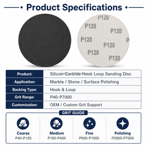 Discos de Lijado Orbital de Carburo de Silicio de 5 Pulgadas (125 mm) con Velcro para Mármol - Product Image 5