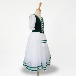Robe de ballet romantique paysanne en velours vert foncé, costume de ballet personnalisé pour personnage folklorique, tenue de performance Coppelia - Product Image 2