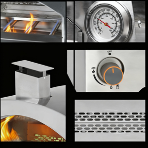Four <span class=keywords><strong>à</strong></span> <span class=keywords><strong>pizza</strong></span> au gaz de grande taille pour le camping en plein air - Style moderne, durable, portable, en acier inoxydable - Product Image 5