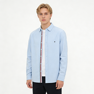 Aanpasbare heren overhemd met lange mouwen, Oxford-stof, gestreepte knoopsluiting, zakelijke kleding voor bulkbestellingen, OEM/ODM leverancier - Product Image 1