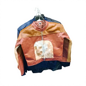 <b>Shearling</b> Leather Bomber <b>Jacket</b> Women Full Sleeve Stand Collar Zipper Closure Reversible Fur Lining Winter Short Length - Product Image 1