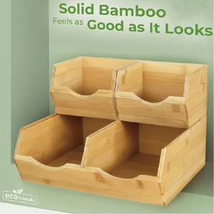 Ensemble de 3 bacs de rangement pour garde-manger en bois laqué coulissant pour pommes de terre et oignons avec un design durable et une grande capacité - Product Image 5