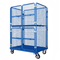 Chariot logistique OEM ALLWORLD CH05102 robuste à quatre roues, avec cage en fil d'acier, capacité 500 kg, dimensions 800*600*1700, revêtement poudré