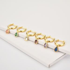 أقراط فواماي الجميلة ، أقراط دائرية ضيقة باللون الأخضر والأزرق والبرتقالي والوردي وحجر العقيق ، حجر الميلاد الياقوت ، أقراط متدلية للهدايا - Product Image 4