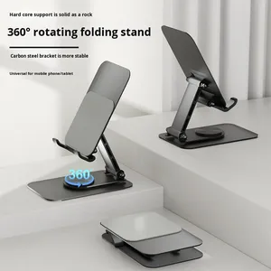 Support de téléphone et tablette pliable et portable en acier au carbone, entièrement métallique, rotatif à 360°, réglable en hauteur, pour bureau, idéal comme cadeau - Product Image 2