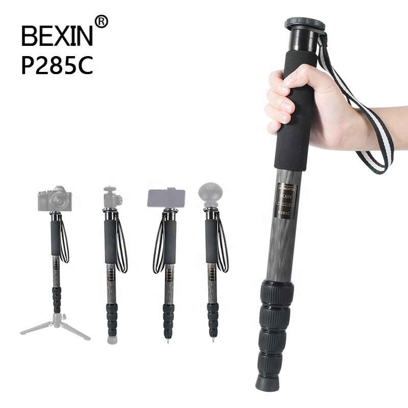BEXIN Lightweight High Carbon Fiber Monopod Tripod Stand Portable Flexible Telescopic Tube Trekking Pole for Travel Photography