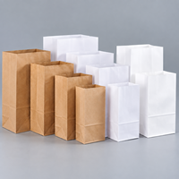 Vierkante bodem bruine witte kraft papieren zakken groothandel aangepaste logo waterdichte oliebestendige gecoate verpakking voor bakkerij fruit snacks brood