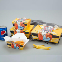 Boîte à emporter en papier kraft écologique pour poulet frit, steak, tarte aux œufs, frites, impression flexographique jetable