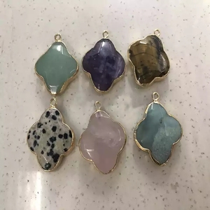 Collar de Acero Inoxidable con Piedra de Jade de la Suerte Feng Shui, Cristal de Piedra Preciosa Natural, Trébol de Cuatro Hojas para Mujeres y Hombres - Product Image 2