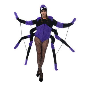Costume da <span class=keywords><strong>Ragno</strong></span> Peloso Viola per <span class=keywords><strong>Donna</strong></span>, con Zampe e Cappello da Mostro, per Halloween, Travestimento da Insetto Spaventoso per Feste in Maschera - Product Image 1