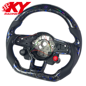 Volant sport racing personnalisé en cuir et fibre de carbone forgée bleue pour Volkswagen GTI Series/Golf 7 R Series Mk7 Mk7.5 GLI - Product Image 2