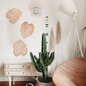 Décoration murale pour la maison 3 pièces Art mural Jungle décoratif en bois naturel feuilles <span class=keywords><strong>de</strong></span> palmier signe bois plante tropicale Plaque - Product Image 5