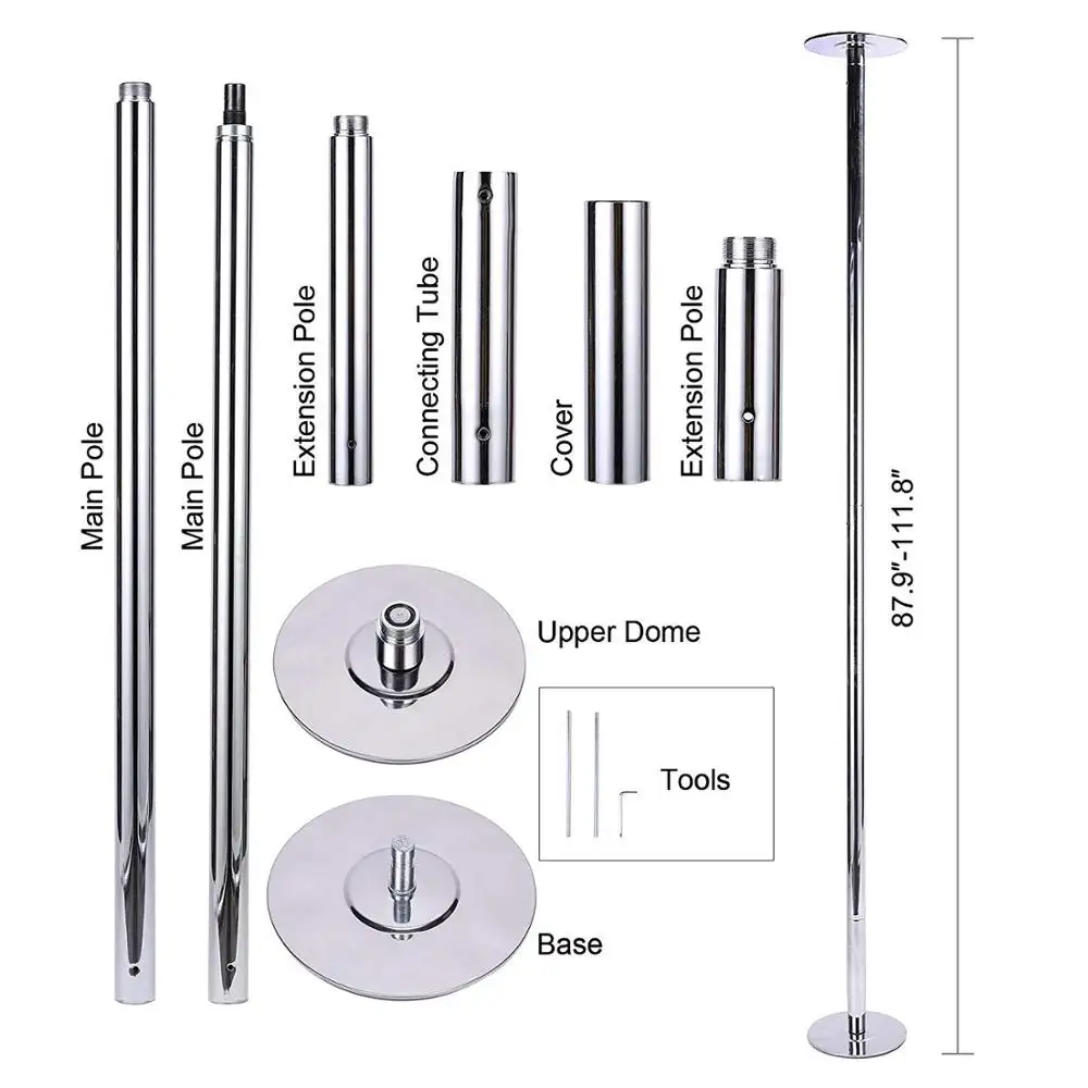 Wonjoin 45 millimetri Stripper Pole Dancing Spinning Statico di Ballo Pole per la Palestra di Casa Esercizio Del Partito Club 9.3FT