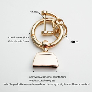 Bán buôn Cổ Điển Mùa Xuân Vòng ngựa tellurium khóa D vòng hợp kim kẽm sơn tĩnh điện kaychain với dây đeo da tự làm - Product Image 5