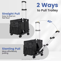 Chariot de nettoyage à roulettes pivotantes à 360°, sac de transport amovible, anti-poussière, pour le nettoyage rapide des hôtels et des bâtiments