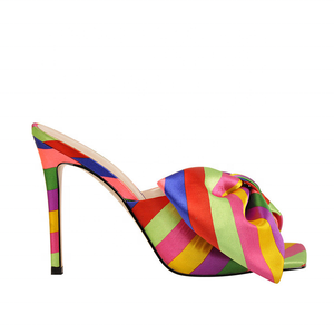 Sandales à nœud papillon colorées de haute qualité, à bout carré ouvert, pour l'été, à enfiler, à talon fin et haut, grande taille 43 - Product Image 4