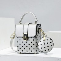 Mini sac bandoulière à pois en cuir PU, petit sac à main pour téléphone, avec sangle réglable, idéal pour les trajets quotidiens et les soirées