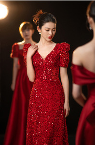 NNR abito da ballo <span class=keywords><strong>rosso</strong></span> con paillettes abiti da ballo da sera formali 18 anni abiti da Quinceanera per la laurea della ragazza - Product Image 6