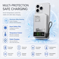 Batterie externe magnétique sans fil 5000mAh 10000mAh, chargeur portable, charge rapide 22.5W, batterie externe avec câble Type-C et support