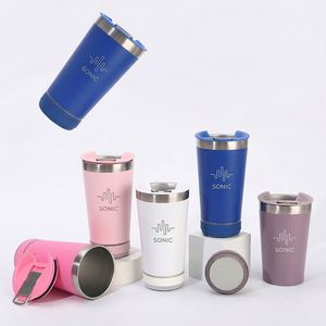 Mug isotherme personnalisé en acier inoxydable 16 oz avec Bluetooth, double paroi sous vide, logo, tasse à café portable pour les voyages - Product Image 1
