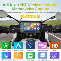 Carpuride W603D+TPMS Reproductor de CD Portátil para Motocicleta con Pantalla de 6 Pulgadas, Inalámbrico, Carplay, Android Auto, GPS, Sensor de Presión de Neumáticos, Antivibración y Visión Nocturna