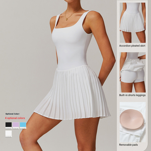 Grosir Set pakaian Golf Tank Top bantalan rok berlipat wanita gaun tenis Set rok berlipat kebugaran olahraga Logo kustom - Product Image 3