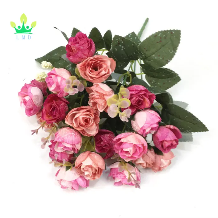 7 Branch 21 Heads Artificial Flowers Bouquet Mini Rose Wedding Home Office Decor