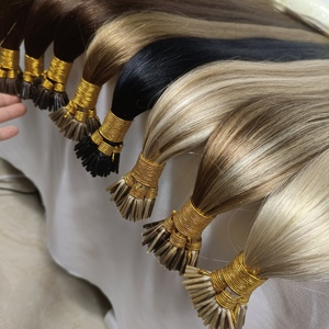 Fábrica al por mayor P22/gris liso sedoso/onda del cuerpo 1g por hebra color personalizado cabello humano real I tip extensión del cabello - Product Image 1