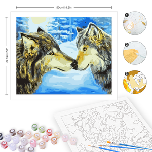 Adultes Peinture Numéros Kits Fait à la Main <span class=keywords><strong>Loup</strong></span> des Neiges Art Mural Europe Peinture Acrylique DIY Image pour la Maison Imprimé Paysage Design - Product Image 4