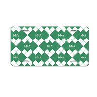 Couverture de plaque d'immatriculation en métal avec lettres grecques Iota Phi Lambda Sorority, imprimé Argyle, plaque décorative universelle pour voiture, plaque avant décorative