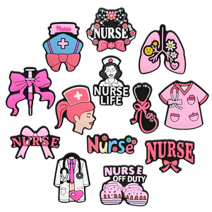 Accesorios <span class=keywords><strong>de</strong></span> la Serie <span class=keywords><strong>de</strong></span> Enfermeras <span class=keywords><strong>de</strong></span> Dibujos Animados, Broches Decorativos Planos, Accesorios DIY/Adornos para Zapatos Croc Charms - Product Image 1