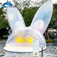 Ballon gonflable commercial personnalisé en forme de lapin (conception à air fermé) avec éclairage LED, film TPU changeant de couleur, imperméable, mignon, Bugs Bunny