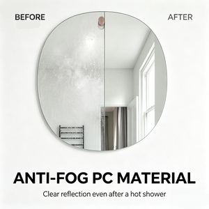 Miroir de salle de bain sans cadre en PC anti-buée, forme Art Déco organique irrégulière pour la décoration murale des hôtels et des salles de bain à domicile - Product Image 2