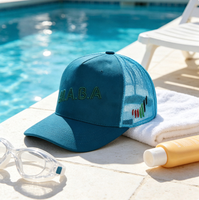 Gorra trucker de malla con frente de gamuza, parche de rayas de colores con bordado 3D, gorra de béisbol transpirable y ligera para exteriores, unisex.