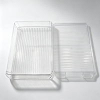 Boîte de rangement empilable pour réfrigérateur, en PET transparent sans BPA, organisateur de réfrigérateur, boîte de rangement pour économiser de l'espace, conteneur de cuisine OEM