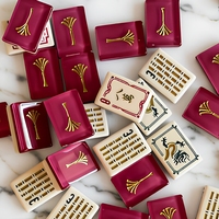 Ensemble de Mahjong Américain Artistique Feuille de Ginkgo Dorée Luxe Moderne - Acrylique Haute Transparence + Poker à Dos Lagoon avec Numéros Anglais