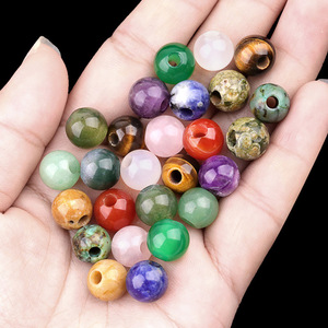 Perline <span class=keywords><strong>di</strong></span> Agata da 10mm con Foro da 3mm, Perline Rotonde in <span class=keywords><strong>Pietra</strong></span> Naturale per Creazione <span class=keywords><strong>di</strong></span> Gioielli Fai-da-Te, Bracciali e Collane - Product Image 1