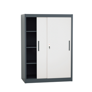 Modern Design Steel Storage <b>Cabinet</b> 2 Sliding Doors Adjustable Filing Cupboard Home Office Hospital Foldable Extendable Key <b>Lock</b> - Product Image 3