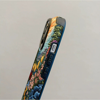 Étui de téléphone portable en cuir artificiel TPU avec impression de fleurs colorées style graffiti pour iPhone X Xr 11 12 13 14 15 16 17 18 Pro Max