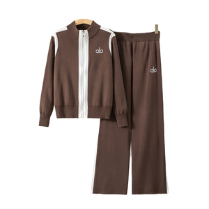 Set da Donna Y2K Moda Primavera Autunno, Produzione Professionale Diretta, Top Lavorato a Maglia con Cerniera <span class=keywords><strong>e</strong></span> Ricami, Stile Casual Sportivo - Product Image 1