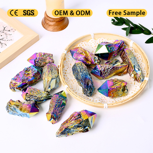 Wholesale Angel Aura Quartz <b>Pineapple</b> Quartz Point Rough Crystal Electroplate Cluster Point for Decoration - Product Image 1