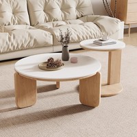Table basse en bois massif avec plateau en marbre moderne nordique avec accent en or pierre, meubles de salon de luxe