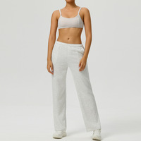 Ensemble de survêtement 2 pièces pour femme avec logo personnalisé, comprenant un sweat à capuche court zippé doux et respirant et un pantalon de survêtement évasé taille haute tendance