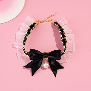 وشاح صغير للقطط بتصميم أنيق، طوق للحيوانات الأليفة، ربطة عنق لطيفة بأسلوب الأميرات الصامتة مصنوعة من البوليستر - Product Image 6