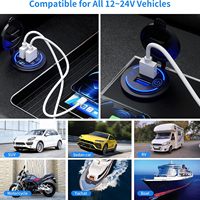 Chargeur USB pour moto 12V-24V, Port QC3.0, 18W, Charge rapide, prise USB pour voiture, bateau, marine, avec interrupteur d'alimentation