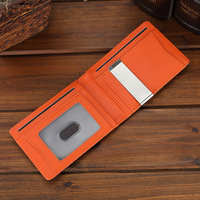 Dompet Kartu Kulit Serat Karbon Anti RFID Tipis Minimalis Lipat Dua Penjepit Uang Jendela ID
