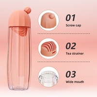 Bouteille à thé avec bouchon à vis, infuseur à thé intégré et design à large ouverture, forme hexagonale transparente, bouteille infuseur de qualité alimentaire