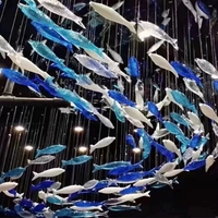 Tyson a fait le grand projet de décoration de poisson d'intérieur luminaire suspendu hôtel Villa escalier lustre moderne en verre soufflé